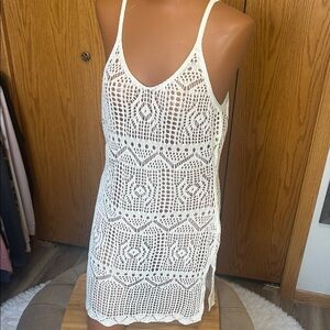 White Crochet Swim Cover-Up Dress